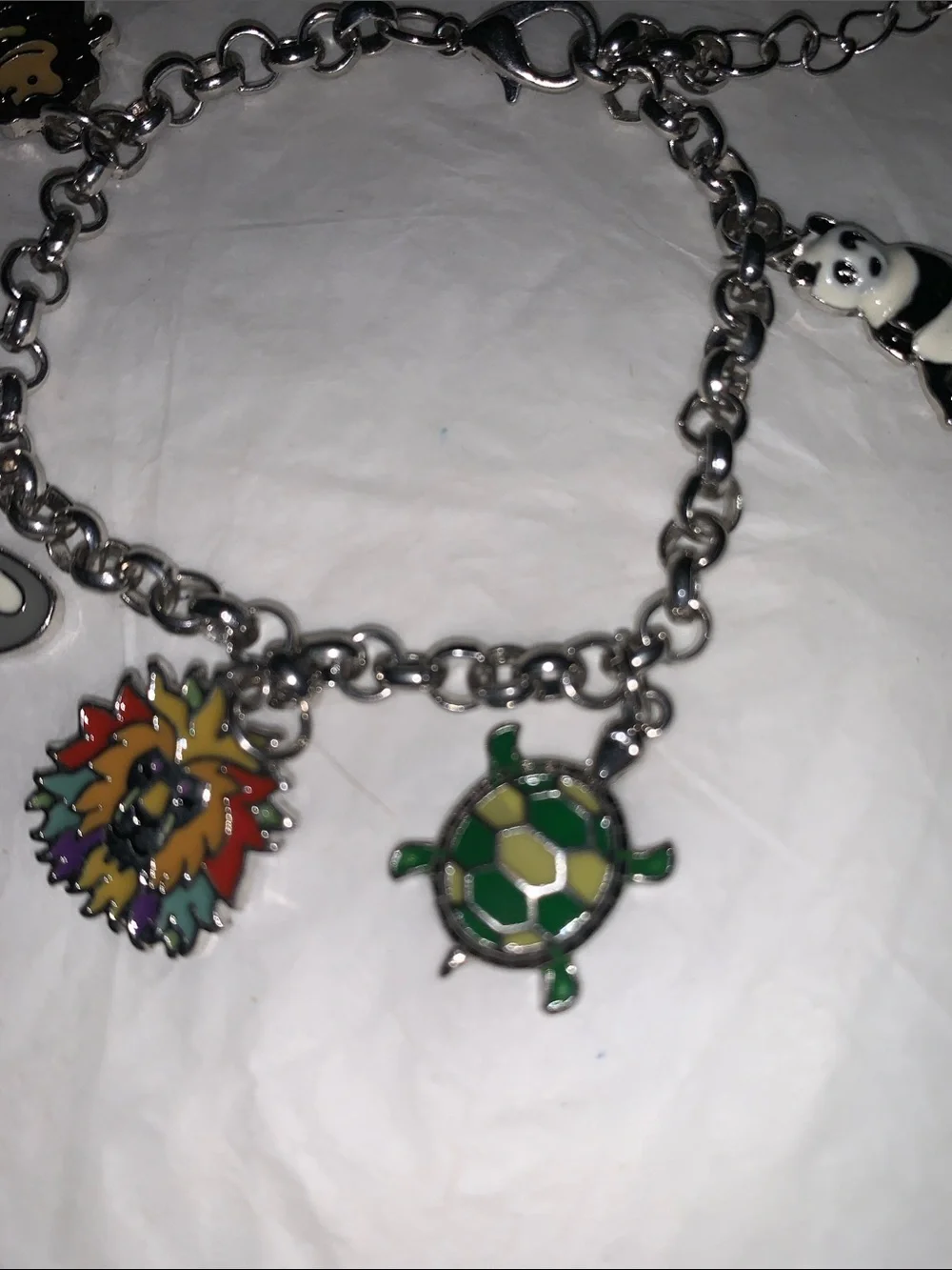 San Diego Zoo Silvertone Charm Bracelet with Multicolor Animal Charms